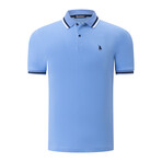 Tipped Polo // Light Blue+ White + Black (S)