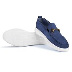 Men's Suede Slip On With Buckle Casual Loafers // Navy Blue (Euro: 45)