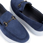 Men's Suede Slip On With Buckle Casual Loafers // Navy Blue (Euro: 40)