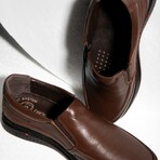 Men's Genuine Leather Slip On Casual Loafers // Brown (Euro: 41)