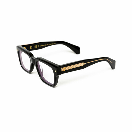 Lisbon //  Men's 18KT Gold  Square Eyeglasses // Black + Clear