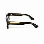 London // Men's 18KT Gold Rectangular Eyeglasses // Black + Clear