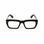 London // Men's 18KT Gold Rectangular Eyeglasses // Black + Clear