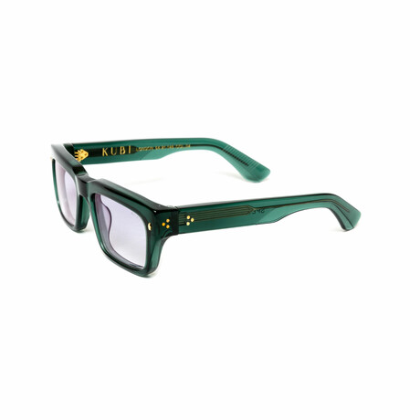 London // Men's 18KT Gold Rectangular Eyeglasses // Green + Clear