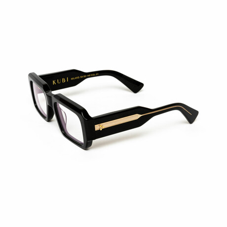 Milano // Men's 18KT Gold Rectangular Eyeglasses // Black + Clear