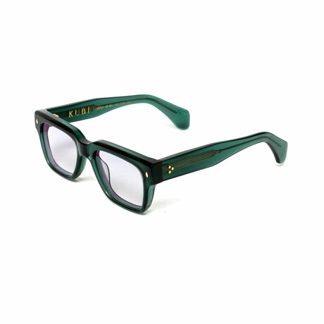 Lisbon //  Men's 18KT Gold Square Eyeglasses // Green + Clear