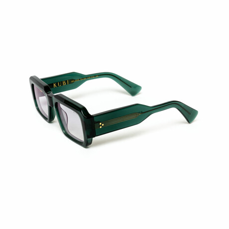 Milano // Men's 18KT Gold Rectangular Eyeglasses // Green + Clear