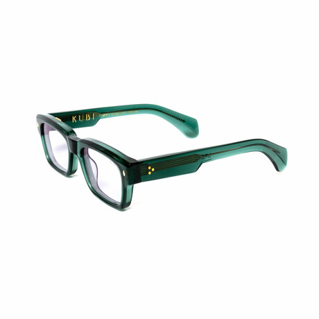 Tokyo // Men's 18KT Gold Rectangular Eyeglasses // Green + Clear