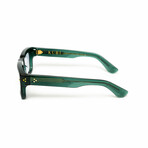 London // Men's 18KT Gold Rectangular Eyeglasses // Green + Clear