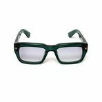 London // Men's 18KT Gold Rectangular Eyeglasses // Green + Clear