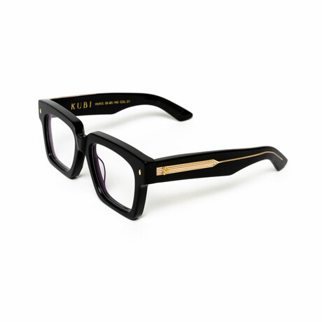 Paris // Men's 18KT Gold Square Eyeglasses // Black + Clear