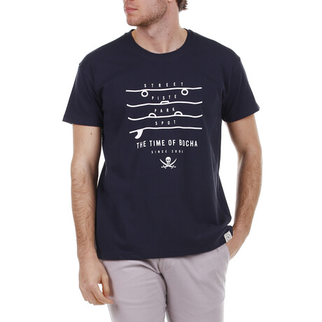 Front Street Crewneck T-Shirt // Navy Blue (S)