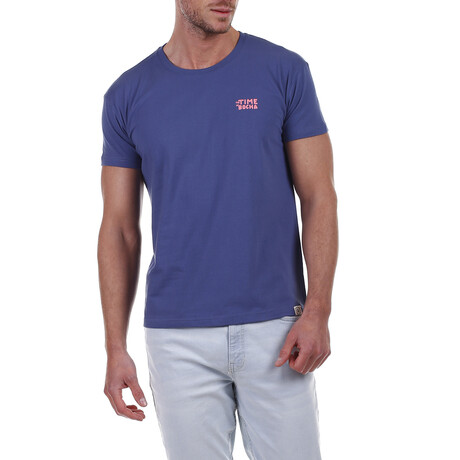 Back Pirate Skull Crewneck T-Shirt // Blue (S)