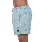 Multicolor Skull Pirate Swimsuit // Light Blue (S)