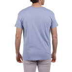 Front Time Pirate Skull Crewneck T-Shirt // Light Blue (S)