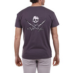 Back Pirate Skull Crewneck T-Shirt // Brown (S)