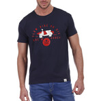 Front Scooter Crewneck T-Shirt // Navy Blue (S)