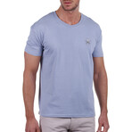 Back Pirate Skull Crewneck T-Shirt // Sky Blue (S)