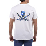 Back Pirate Skull Crewneck T-Shirt // White (S)