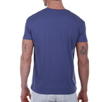 Front Pirate Skull Crewneck T-Shirt // Blue (S)