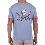 Back Pirate Skull Crewneck T-Shirt // Sky Blue (S)