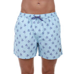 Navy Blue Skull Pirate Swimsuit // Light Blue (S)