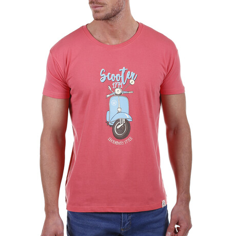 Front Scooter Crewneck T-Shirt // Coral (S)