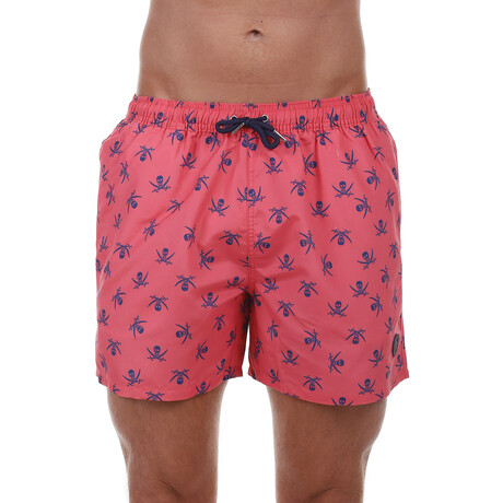 Navy Blue Skull Pirate Swimsuit // Pink (S)