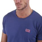 Back Pirate Skull Crewneck T-Shirt // Blue (S)