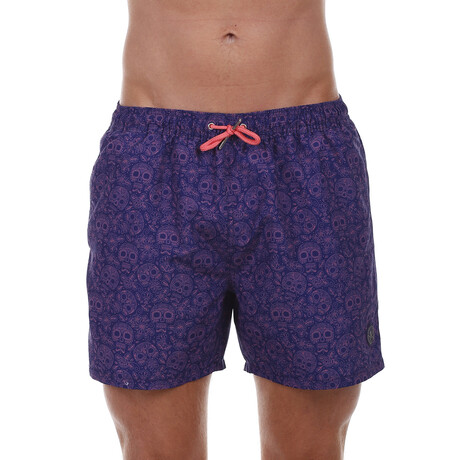 Pink Skulls Swimsuit // Navy Blue (S)