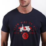 Front Scooter Crewneck T-Shirt // Navy Blue (S)