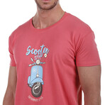 Front Scooter Crewneck T-Shirt // Coral (S)