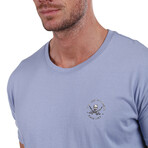 Back Pirate Skull Crewneck T-Shirt // Sky Blue (S)