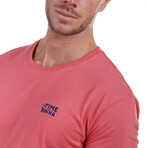 Back Pirate Skull Crewneck T-Shirt // Coral (S)