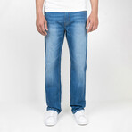 Dan // Medium Wash Straight Fit Jeans - Flex // Indigo (30 / 30)