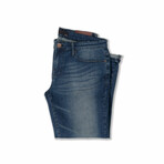 Olive // Dark Wash Tinted Slight Rip Slim Fit Jeans - Rotary // Indigo (30 / 32)