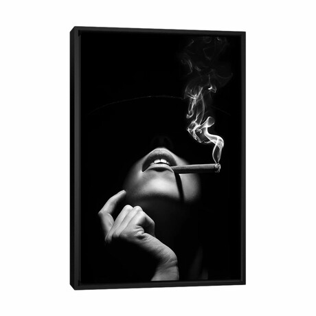 Woman Smoking A Cigar by Johan Swanepoel (26"H x 18"W x 1.5"D)