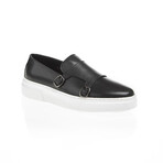 Leather Double Monk Strap Loafers // Black (Euro: 45)