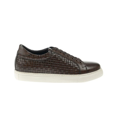 Leather Square Patterned Sneakers // Brown (Euro: 39)