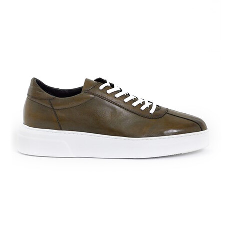 Leather Bowling Style Sneakers // Khaki (Euro: 39)