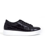 Leather Crocodile Patterned Sneakers // Black (Euro: 44)