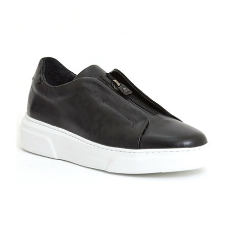 Leather Zippered Sneakers // Black (Euro: 39)