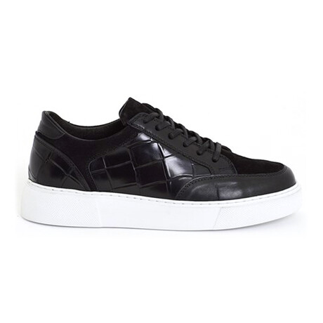Leather Crocodile Detail Sneakers // Black (Euro: 39)