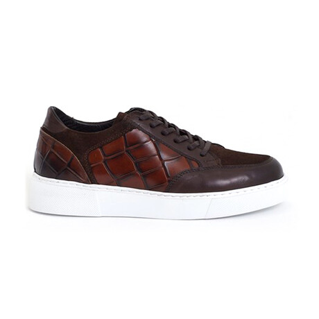 Leather Crocodile Detail Sneakers // Brown (Euro: 39)