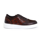 Leather Crocodile Detail Sneakers // Brown (Euro: 40)