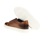 Leather Square Patterned Sneakers // Tan (Euro: 44)