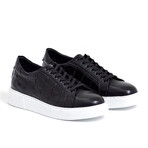 Leather Crocodile Patterned Sneakers // Black (Euro: 44)