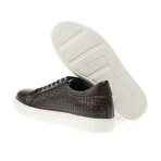 Leather Square Patterned Sneakers // Brown (Euro: 43)