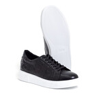 Leather Crocodile Patterned Sneakers // Black (Euro: 44)