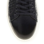 Leather Square Patterned Sneakers // Navy Blue (Euro: 44)